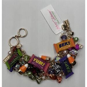 NWT Authentic Betsey Johnson Halloween Charms Bracelet Cat Candy Spider $128